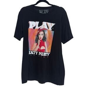 Katy‎ Perry Unisex Black Graphic 100% Cotton Short Sleeve T Shirt Size L PLAY